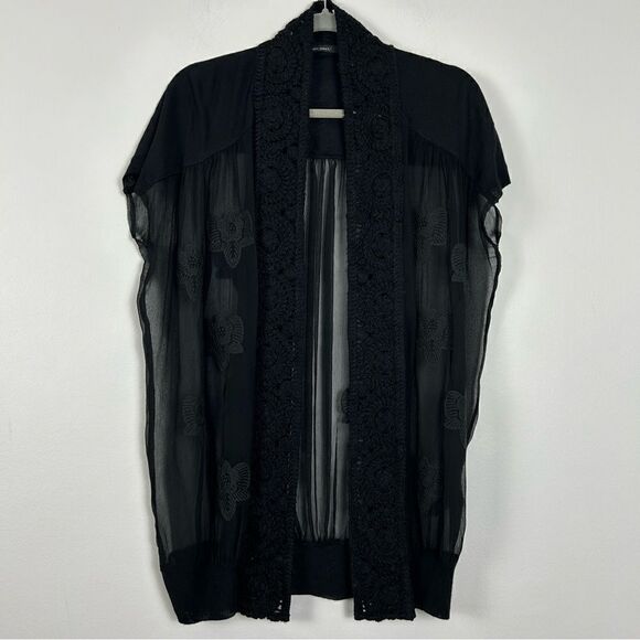 Sita Murt silk/cashmere blend open sleeveless cardigan in black - Picture 1 of 10
